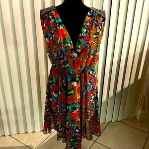 XoXo colorful dress with beaded shoulders M